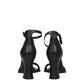 Black Leather Flat Sandals