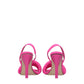 Pink Fabric Stiletto Heels Sandals