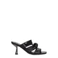 Black Leather Stiletto Heels Sandals