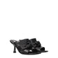 Black Leather Stiletto Heels Sandals
