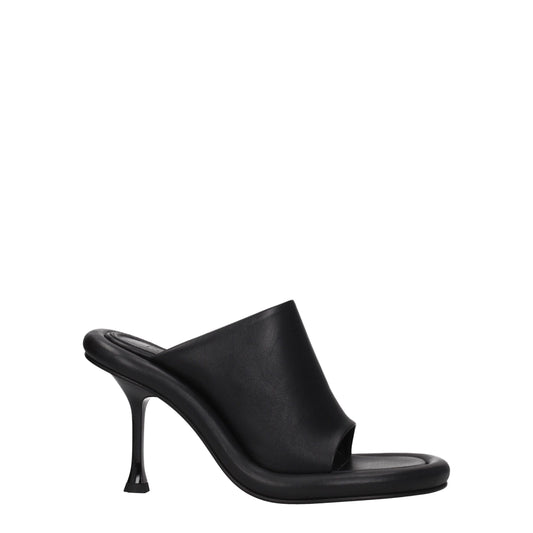 Black Leather Stiletto Heels Sandals