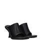 Black Leather Stiletto Heels Sandals