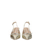 Gold Leather Stiletto Heels Sandals