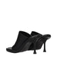 Black Leather Stiletto Heels Sandals