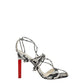White Leather Stiletto Heels Sandals