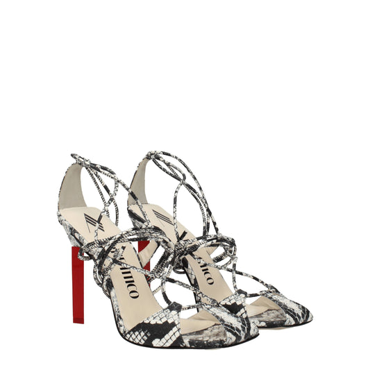 White Leather Stiletto Heels Sandals