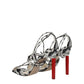 White Leather Stiletto Heels Sandals