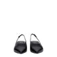 Black Leather Mid Heel Pumps