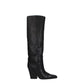 Black Leather High Heel Boots