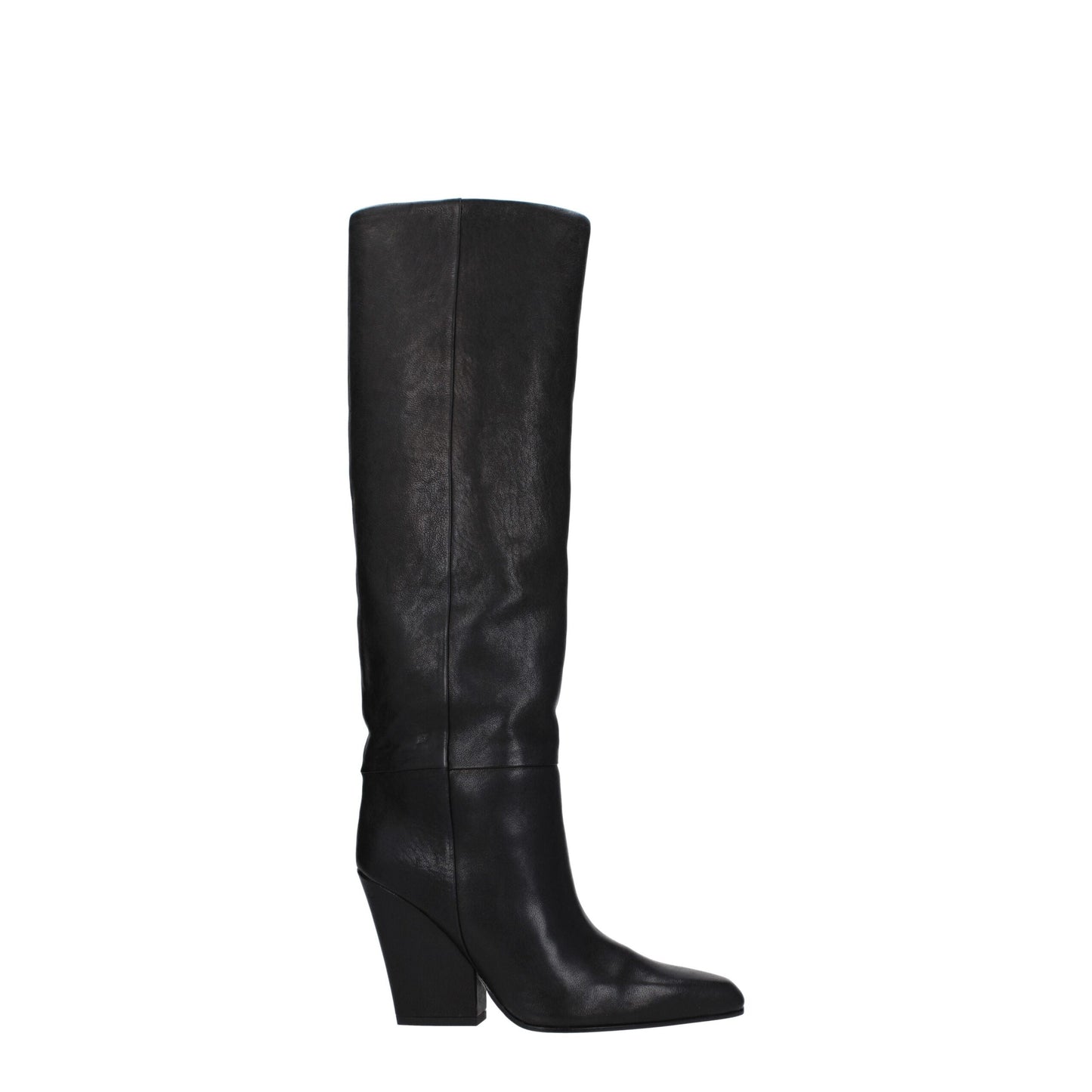 Black Leather High Heel Boots