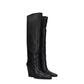 Black Leather High Heel Boots