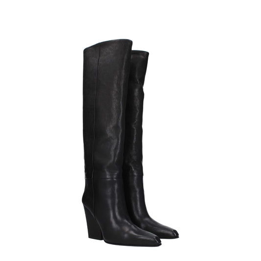 Black Leather High Heel Boots