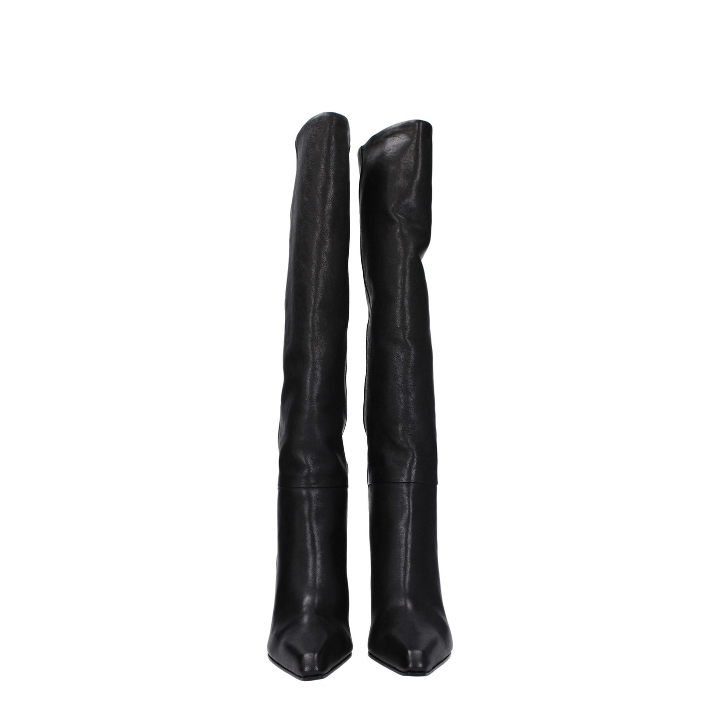 Black Leather High Heel Boots