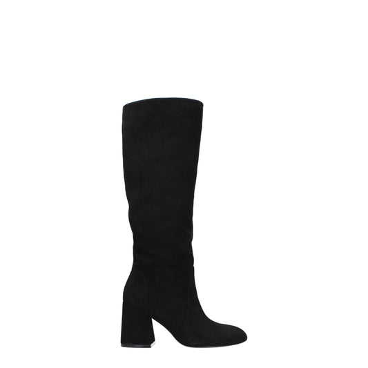 Black Leather High Heel Boots