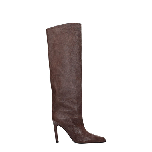 Brown Leather High Heel Boots