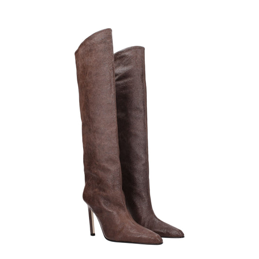 Brown Leather High Heel Boots