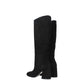 Black Leather High Heel Boots