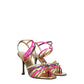 Multicolor Leather Stiletto Heels Sandals