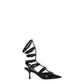 Black Leather Stiletto Heels Sandals