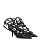 Black Leather Stiletto Heels Sandals