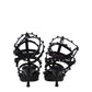 Black Leather Stiletto Heels Sandals