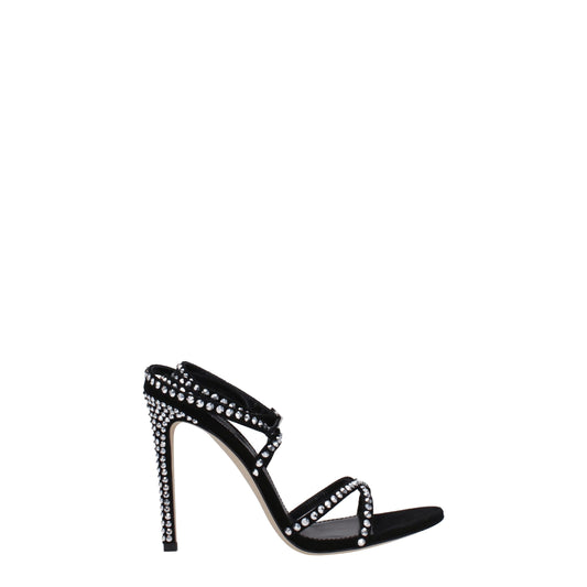 Black Leather Stiletto Heels Sandals
