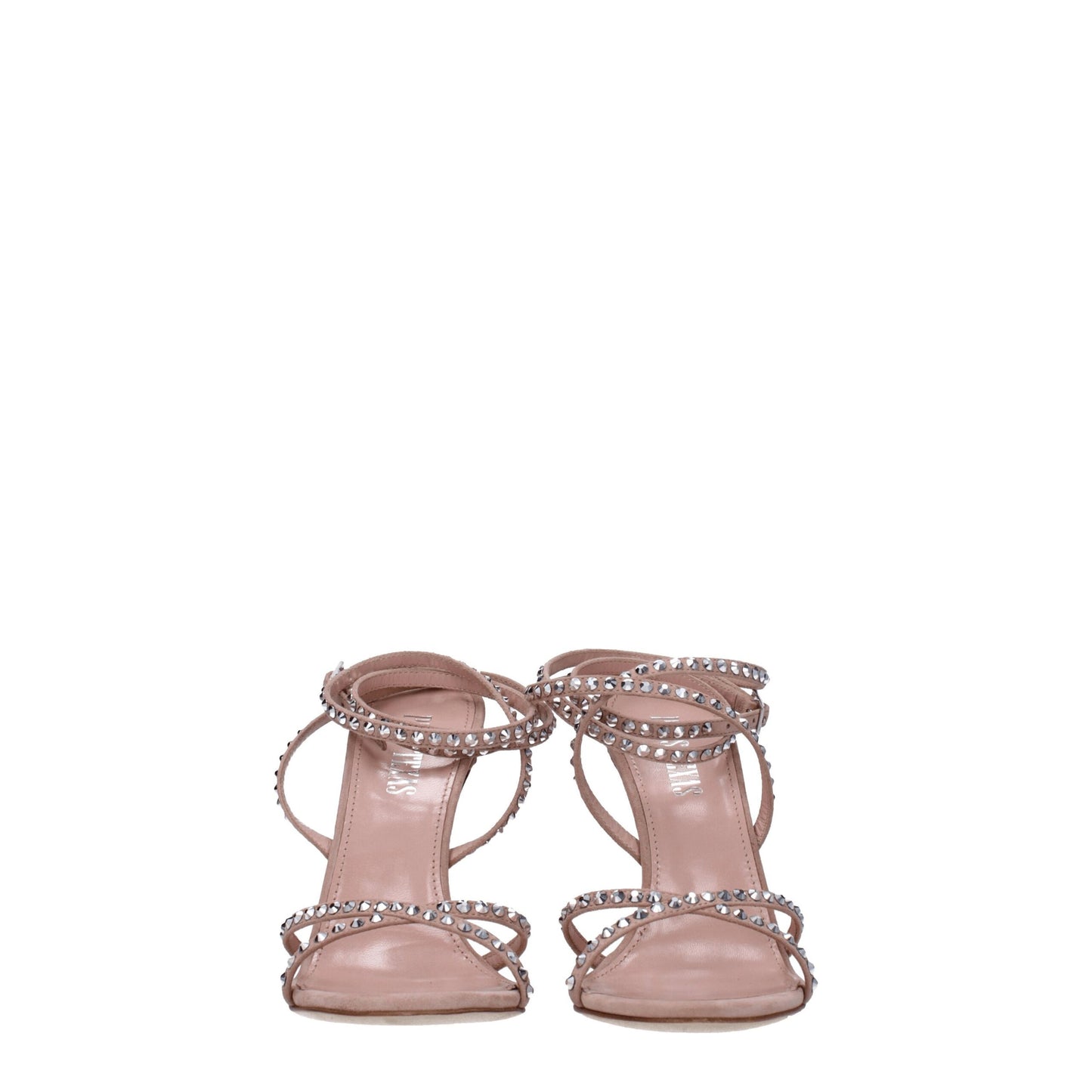 Pink Leather Stiletto Heels Sandals