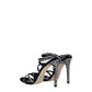 Black Leather Stiletto Heels Sandals