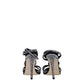 Black Leather Stiletto Heels Sandals