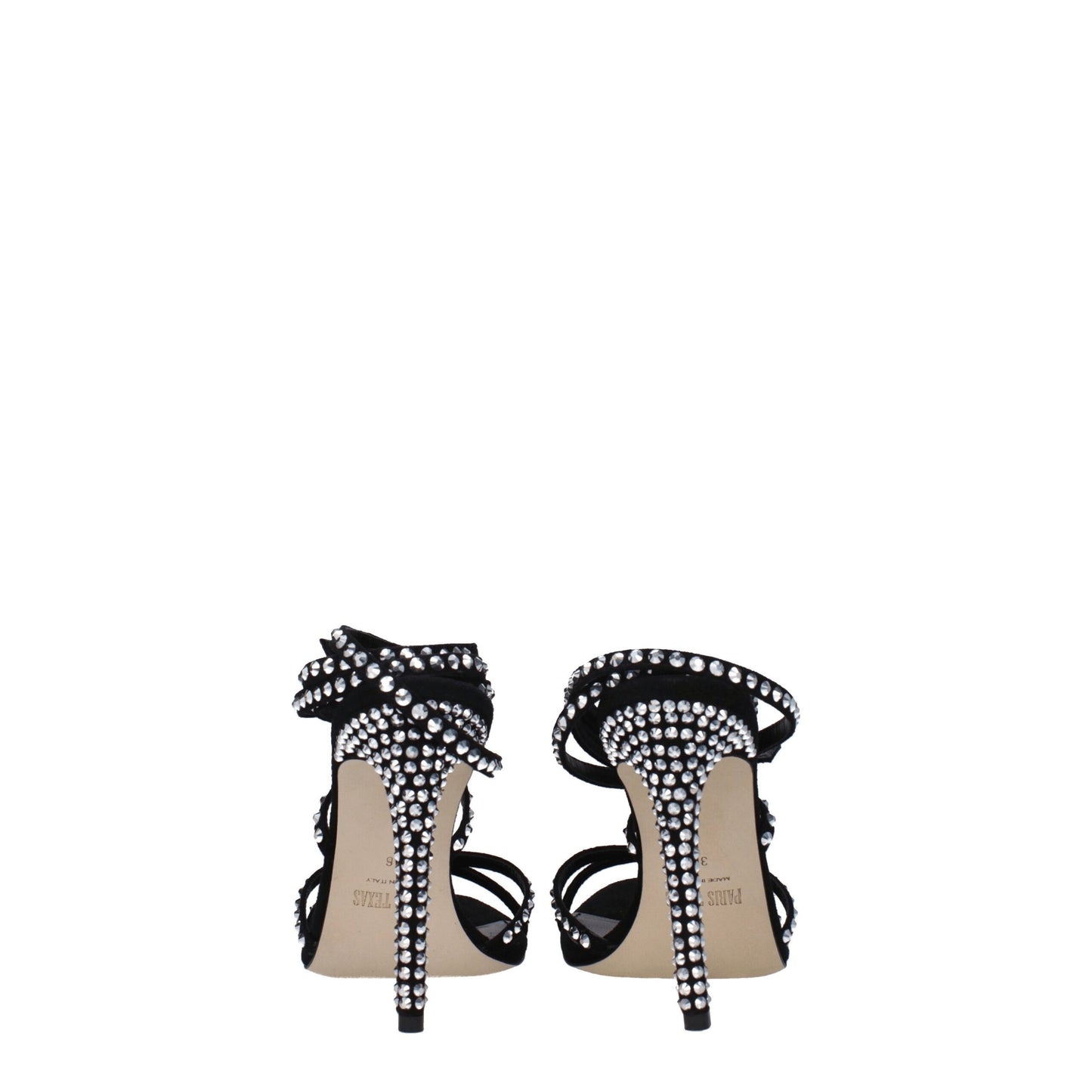 Black Leather Stiletto Heels Sandals