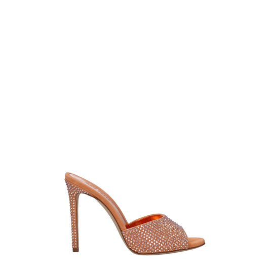 Orange Leather Stiletto Heels Sandals