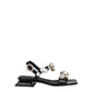 Black Leather Flat Sandals
