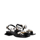 Black Leather Flat Sandals
