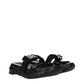 Black Fabric Slippers Sandals