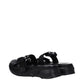 Black Fabric Slippers Sandals
