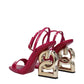 Pink Leather Stiletto Heels Sandals