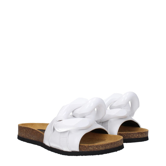 White Leather Slippers Sandals