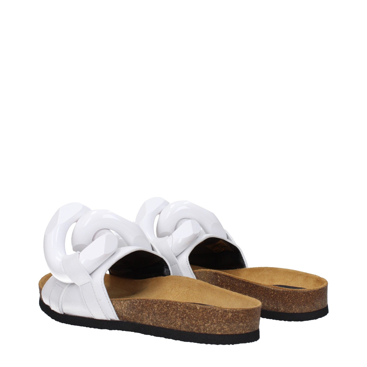 White Leather Slippers Sandals