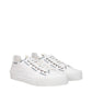 White Fabric Low Tops