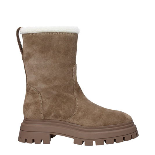 Beige Leather Ankle Boots