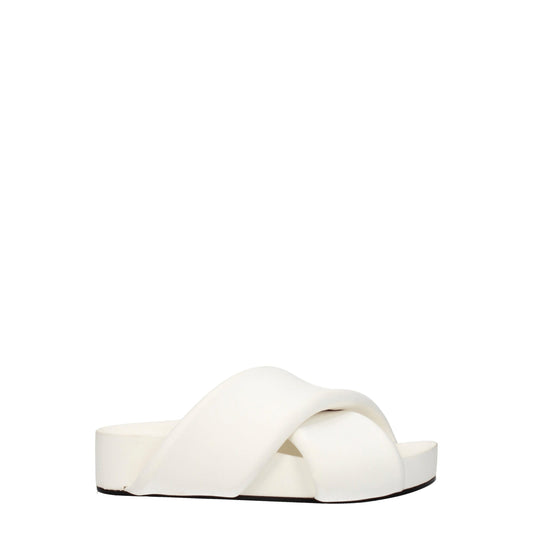White Leather Slippers Sandals