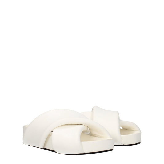 White Leather Slippers Sandals