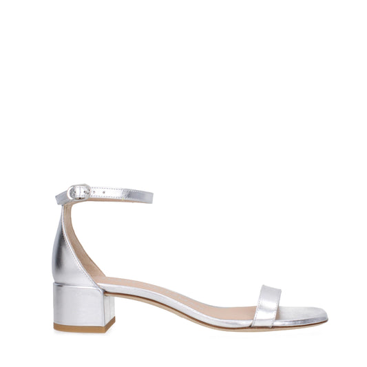 Gray Leather Flat Sandals