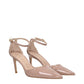 Pink Leather Stiletto Heels Sandals