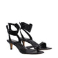 Black Leather Flat Sandals