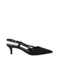 Black Fabric Mid Heel Pumps