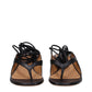 Black Leather Flip-Flop Sandals