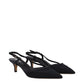 Black Fabric Mid Heel Pumps