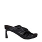 Black Leather Stiletto Heels Sandals