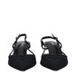 Black Fabric Mid Heel Pumps